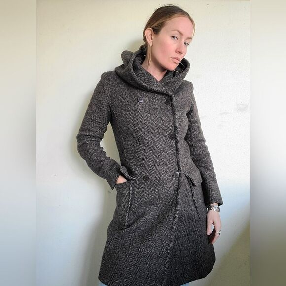 The Elvish Hooded Wool Double Breasted Trench Coat by m0851 S - Picture 8 of 16